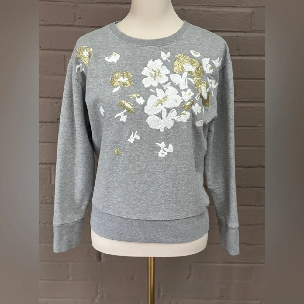J.Crew Gray Sweatshirt with Floral Embroidery S